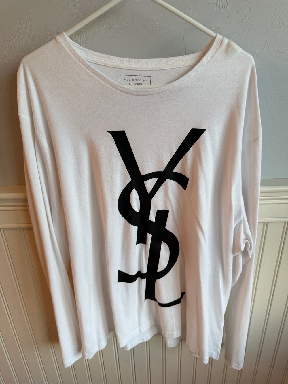 F&F White Tee with Black Logo YSL Print 3XL